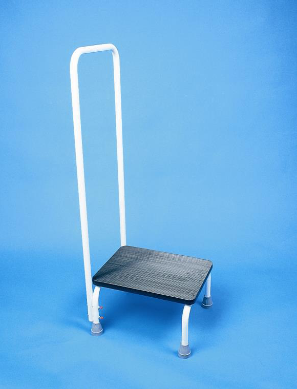 Foot Stool with Handrail & Non-Slip Rubber Feet